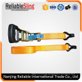 Polyester Webbing Material Adjustable Ratchet Cargo Strap with Endless Loop or Metel Hooks